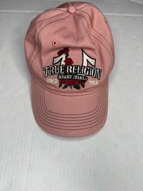 True Religion Dusty Pink Rose Embroidered Baseball Cap